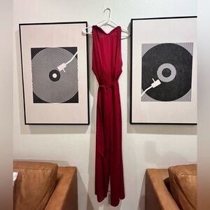 Elegant Red Sleeveless Formal Jumpsuit